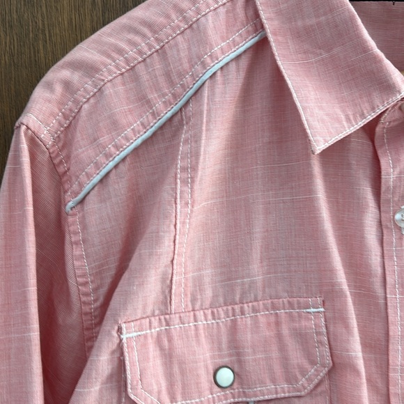 Carbon XL Pink Button Western Shirt Roll Tab Option Long Sleeve Classic - Picture 10 of 13
